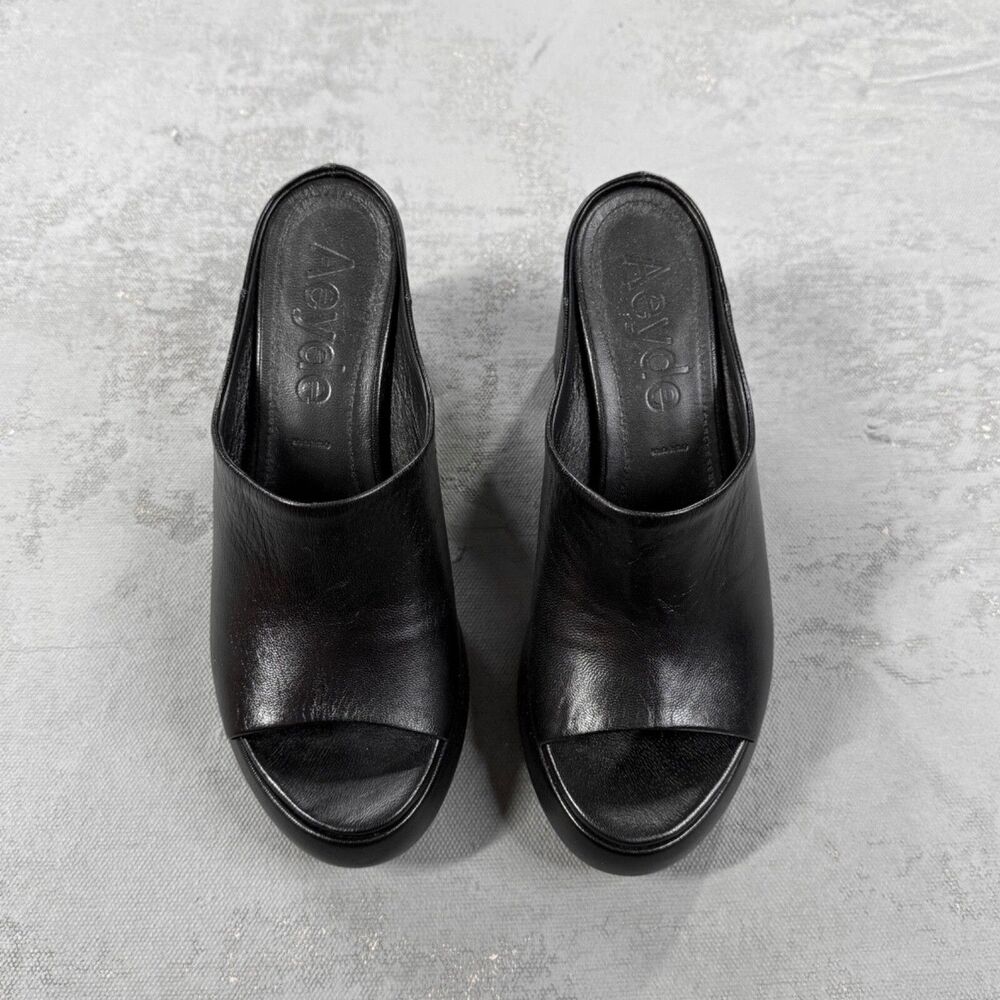 Aeyde Black Leather Platform Sandals Size EU 36, US 5 - Picture 6 of 8